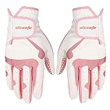 wosofe Golf Gloves Women Both Hands Pair Synthetic PU Soft Silica Gel Non-Slip Ventilation Comfortab