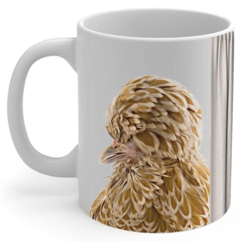 Kaffeebecher Porträt Eines Polnischen Huhns Mit Griff Kaffeebecher...