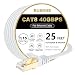 CAT-7 Ethernet Cable 25 Feet - High Speed Flat Internet Network Computer Patch Cord - Faster Than Cat6 Cat5e Lan Wire, Shielded RJ45 Connectors for Router, Modem, Xbox, Printer - White
