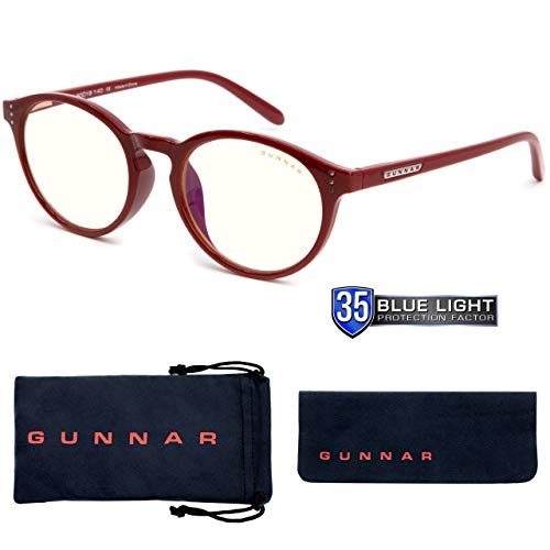 Gaming Glasses | Blue Light Blocking Glasses | Attache/Dark Red by Gunnar | 35% Blue Light Protection, 100% UV Light, Anti-Reflective To Protect & Reduce Eye Strain & Dryness