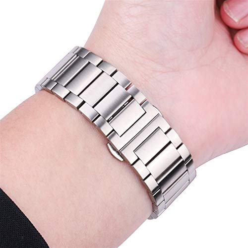 Correa de reloj de acero inoxidable y pulsera metálica plateada de extremo recto en 22mm 6
