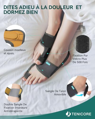 TENICORE Amélioré Hallux Valgus Correcteur avec 2 Barres d'angle，Orthese Hallux Valgus avec Coussin en Silicone Soulagement des Hallux Valgus Séparateurs d'orteils 1 Paire Femme et Homme – vue 3