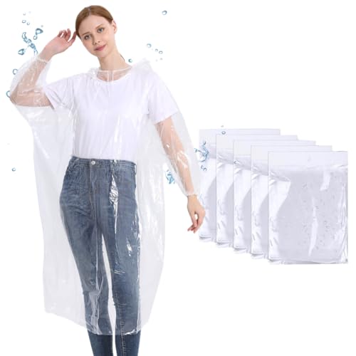 [Mokasali] レインコート 使い捨て レインポンチョ 透明 防水 軽量 コンパクト 緊急用レインカバー 携帯便利 防災グッズ 旅行用 アウトドア マラソン 登山 通学 通勤 男女兼用 5枚セット