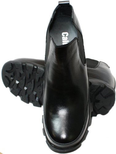 Calden Men's Invisible Height Increasing Elevator Shoes - Black Leather Slip-on Hiking-style Ankle Boots - 4.9 Inches Taller - K332011 - Size 10 D(M) US4
