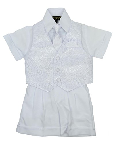 Vangogh Baby Boy Christening Baptism Infant Vest Set with Short Pant White Size 24M