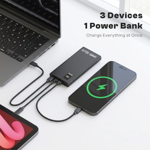 Image of Slim 10000mAh Power Bank, Fast Charging 22.5W, LED Display