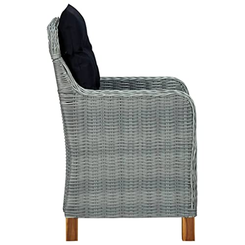 Yuhi-Hqyd 3 Piece Patio Lounge Set With Cushions,Outdoor Sectional Sofa Conversation Set,Afternoon Tea Suit,Balcony Furniture,Perfect For Patio,Garden,Porch,Or Front Yard Area, Poly Rattan Light Gray #TOP5