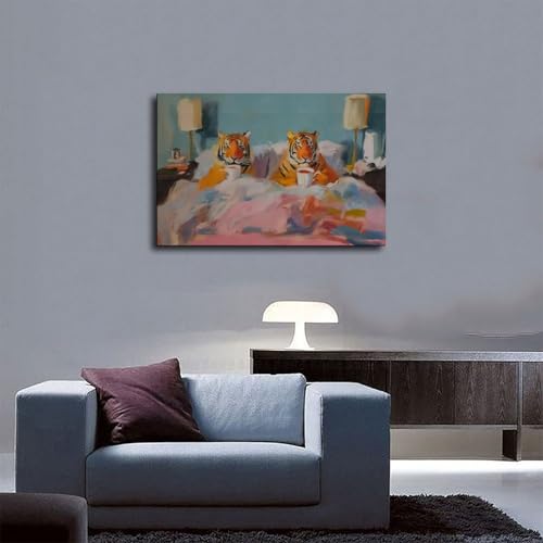 Impression sur toile de couple de tigres, tableau déco de qualité premium