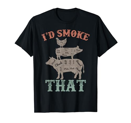 Funny Retro BBQ Party Smoker Chef Dad - I'd Smoke That Camiseta