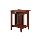 Atlantic Furniture Mission Printer Stand with Charging Station, Walnut
