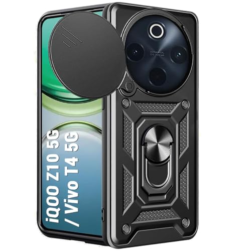 Image of Luxe Back Cover for Vivo T4 5G / iQOO Z10 5G | D10 Tough Armor Case | Sliding Camera Shield | 360 Protection | Kickstand Holder