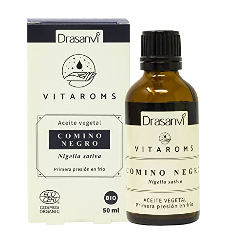 Drasanvi VITAROMS ACEITE VEGETAL COMINO NEGRO CERTIFICADO BIO ECOCERT - Primera presión en frío - Propiedades cicatrizantes y antioxidantes - VEGANO - SIN GLUTEN - 50 ml