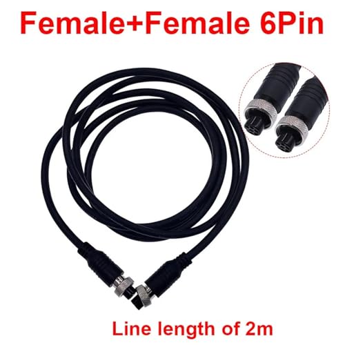 Cable GX12 de 6 pines hembra a hembra con extensión de junta a tope de PVC de 2 metros y 6,7mm 2