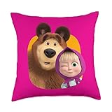 Masha and the Bear Duo together orange Throw Pillow