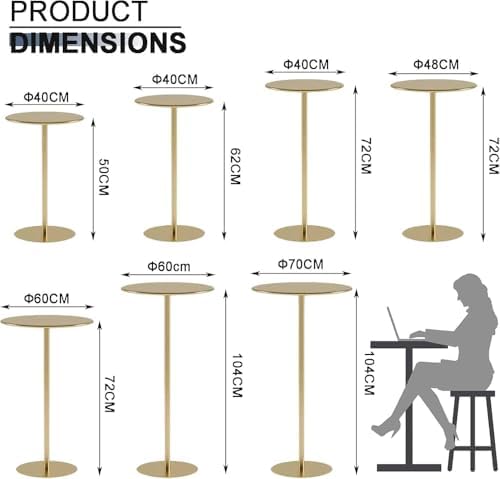Modern Golden Bar Table for Cocktail Coffee, Ideal for Living Room Kitchen Restaurant Use,40 * 40 * 50cm