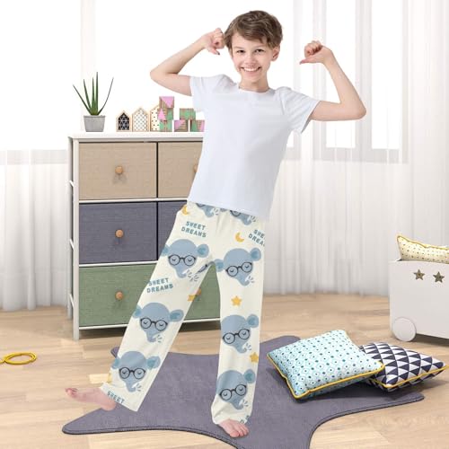 Elephant Boys Pants Boys Athletic Pants Long Pant for Boywith Pockets Wide-Leg Size 6-14Y 5