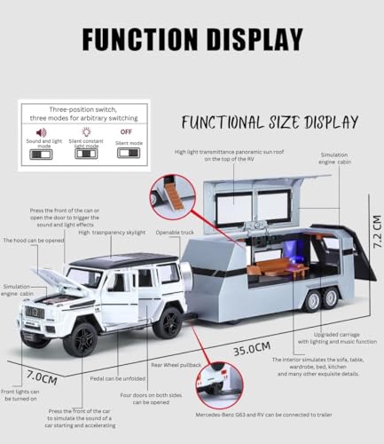 Image of 1:32 Marcedees G63 Trailer Diecast Metal Pull Back Car with 6 Openable Doors with Sound and Light Toy Decoration car Best Gift Toys for Kids 【Colors as Per Stock】