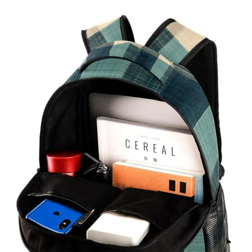 Mochila casual a cuadros multicolor con compartimento para laptop 4