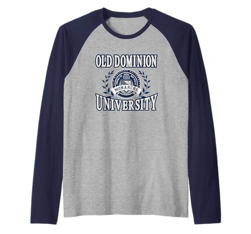 Old Dominion Monarchs Laurels Gray Officially Licensed Raglan Baseball Tee