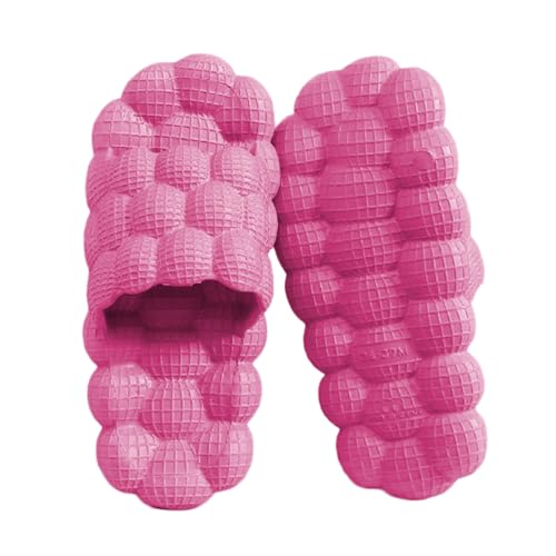 Rojeam House Slippers for Women and Men EVA Shower Shoes Massage Bubble Slides Bathroom Sandals Rose Red 10/11 US