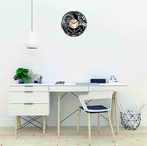 Topvinylshop Native Americans Vinyl Wall Clock - Home Decor Him Her Birthday Christmas Anniversary - Themed Clock For Home Decor - Kids Living Room Kitchen Wall Art - 12 Inches #TOP2