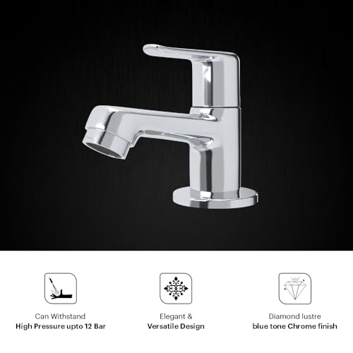 Image of Johnson Sega Brass Pillar Cock for Bathroom Wash Basin | Heavy Duty Brass Basin Tap with Chrome Finish | Leak-Proof Bathroom Faucet | Premium Pillar Tap for Wash Basin & Hand Wash Area | 10 Years Warranty