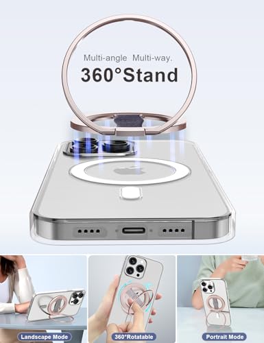 Image of EWA MagOne 3rd Gen [Compatible with MagSafe] Phone Grip Stand with Finger Strap, Removable Magnetic Ring Holder Kickstand Loop for iPhone 17,16,15,14,13,12 Series (Pink)