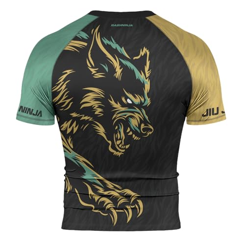Wolf MMA Base Layer – Men’s Short Sleeve Compression Rash Guard for BJJ, No‑Gi Jiu Jitsu & Combat Training3
