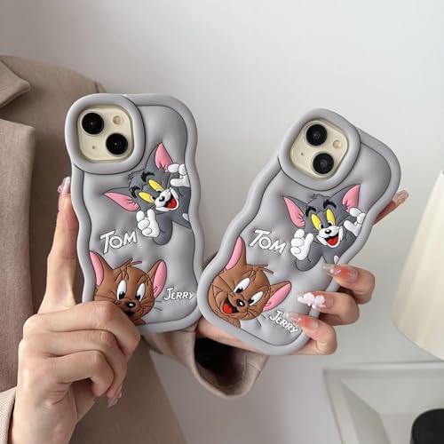 Image of MIDOS Back Cover Compatible with iPhone 14 Plus Soft Silicone 3D Cute Cartoon Full Protective Case for iPhone 14 Plus (Grey)