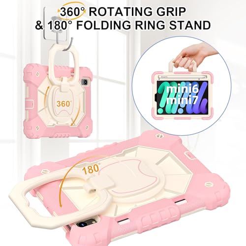 Housse de tablette résistante aux chocs iPad mini 7 et mini 6 or rose