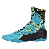 High Top Boxing Shoes for Men & Women – Lightweight Wrestling Shoes with Ankle Support & Grip for MMA, Kickboxing, Gym Training, and Weightlifting Blue 7