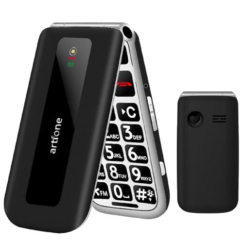 artfone F20 Schwarz - Seniorenhandy Klapphandy Ohne Vertrag丨2G GSM Handy für Senioren丨Dual SIM Großtasten Mobiltelefon丨2,4 Zoll Farbdisplay丨SOS Notruftaste丨FM Radio丨Sprachansage丨Kurzwahl丨1300mAh Akku