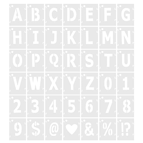 1 POUCE LETTRE Chiffres Pochoirs, 42 Set 1.5" Largeur Ombre Avec Anneau