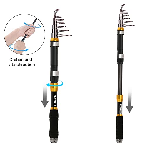 Angelrute Teleskop-Angelrute tragbar- 90% Kohlefaser, CNC-gefräster Rollensitz, komfortabler Eva-Griff, leichte… – Bild 4