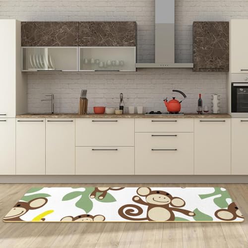Tapete de cocina para pasillo y cuarto de lavado con monos animados 3