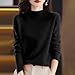 Cashmere Sweaters for Women Long Sleeve Merino Wool Seamless Cashmere Sweater Trendy Jumper Knitted Pullover Soft Warm 100% Cashmere Sweater Tops Fall Winter Fashion,Black,Small