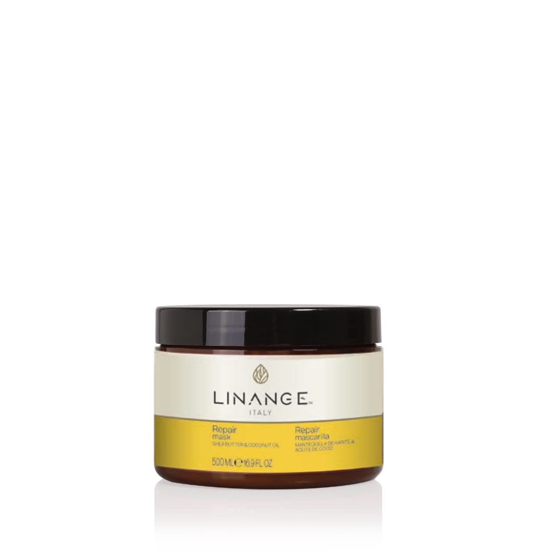LINANGE Repair Mask with Shea Butter & Coconut Oil 500ml/16.9 oz - Free Starry Lip Plumping Gloss 10ml