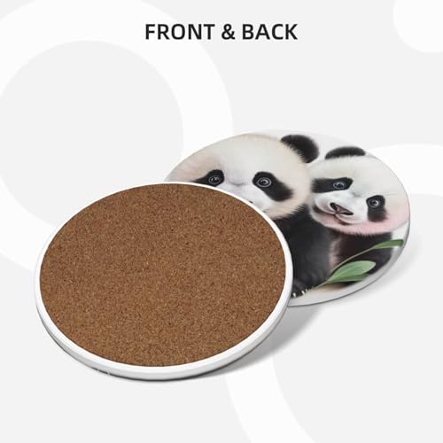 Dessous de verre céramique panda absorbant avec liège pour table