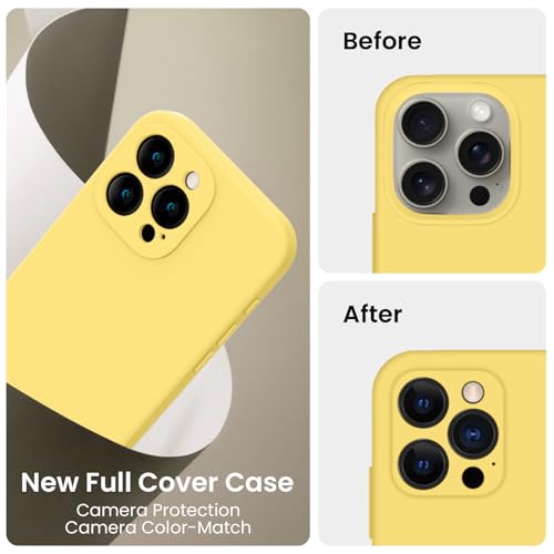 Image of FireNova Designed for iPhone 16 Pro Case, Silicone Upgraded [Camera Protection] Phone Case, Soft Anti-Scratch Microfiber Lining Inside, 2024, Yellow