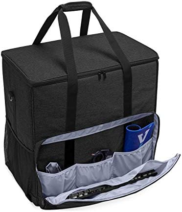 CURMIO Desktop Computer Tower and Monitor Carrying Case,Travel Tote Bag for PC Chassis, Monitor, Keyboard, Cable and Mouse, Earphone, Bag Only, Black