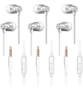 Wired Earbuds with Remote & Microphone 3 Packs, lyfLux in Ear Stereo Sound Headphones with Heavy ...