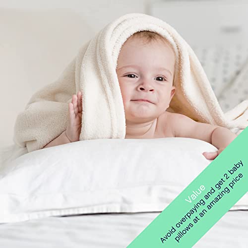 Toddler Pillow by Celeep - [2- Pack] 13x18 Inches Soft Organic Toddler Bedding Baby Pillows for Sleeping - Small Pillow with 100% Cotton Cover (White, 2 Pack) - Thumbnail 6