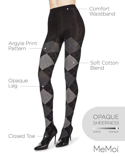 Image of MeMoi Argyle Cotton Sweater Tights for Women, Regular and Plus Size