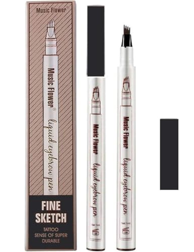 Penna per Sopracciglia Tattoo Brow 4 punte Impermeabile 3D Tattoo Penna Marker Matita per Sopracciglia Punte Eye Makeup,Durevole,Look Naturale #2 Marrone - Con un po 'di marrone rossastro