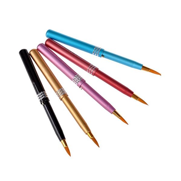 CCbeauty 5Pcs Portable Retractable Cosmetic Makeup Lip Brush Pen with Cap For Lipstick Gloss Applicators
