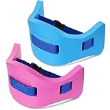 Wettarn 2 Pcs Kids Swim Belt with Adjustable Strap, EVA Buoyancy Belt for Youth Children Junior Water Aerobics Swimming Belt Fitness Foam Flotation Aid for Pool Swimming Training (Blue, Pink)
