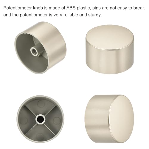 QUARKZMAN Drehpotentiometer-Knopf 6mm Lochdurchmesser Ersatzschalterknöpfe, 1,0 H x 1,5 Dia Hellgold Kunststoff Elektronische Steuerkappe für die Panel-Lautstärkeregelung