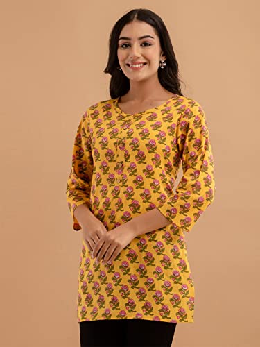 Image of feranoid Women Cotton Printed Straight Short Kurti