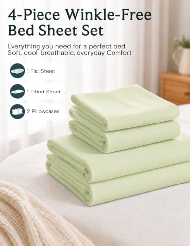 Image of Full Size Sheets, Cooling & Soft Deep Pocket Bed Sheet Set, 4PC