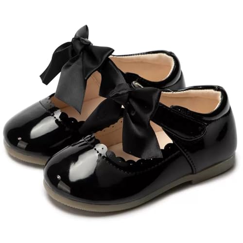 Chaussures pour tout-petites filles - Chaussures Mary Jane plates pour filles - Chaussures de fête, mariage, anniversaire, école - Chaussures décontractées en tissu doux à fleurs pour filles, Noir